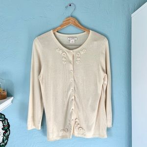 tommy bahama floral cardigan. lightweight semi sheer top flowers embroidered